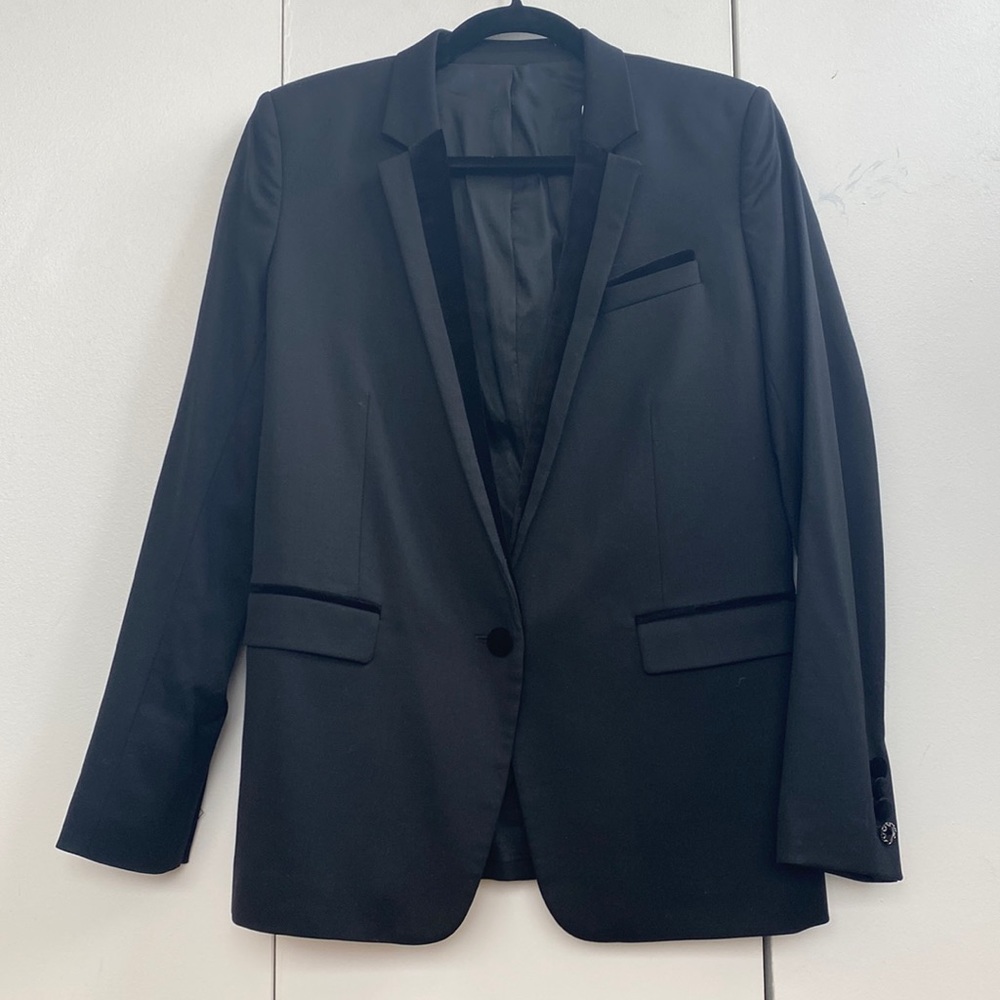 The Kooples - Black Blazer with Velvet Accents (Tuxedo Blazer)